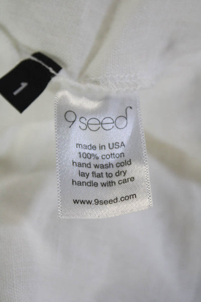 9seed Women Romper Sleeveless Crew Neck 100% Cotton Solid Petites Size S
