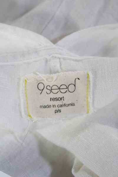 9seed Women Romper Sleeveless Crew Neck 100% Cotton Solid Petites Size S