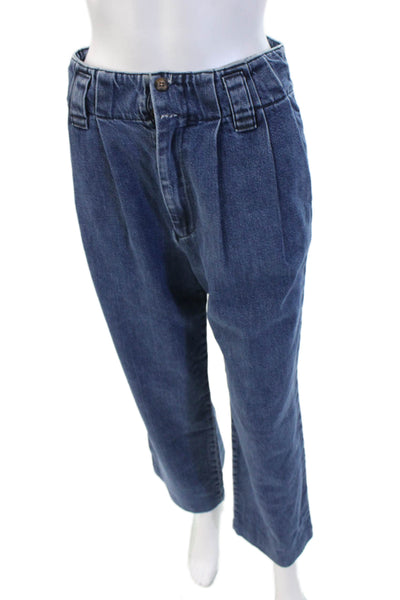 Boyish Womens Cropped Boyfriend Jeans Blue 100% Cotton High Rise Size 26