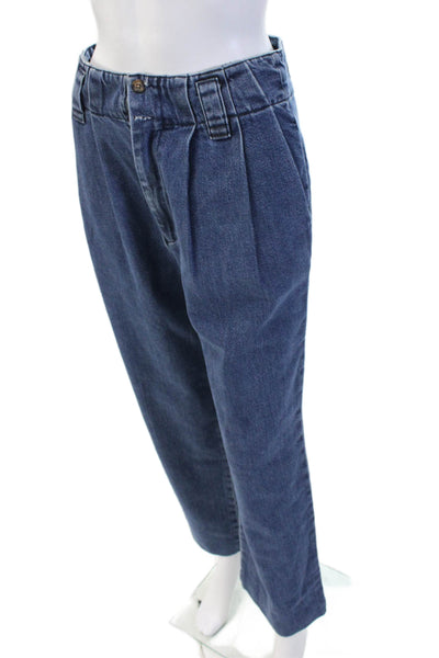 Boyish Womens Cropped Boyfriend Jeans Blue 100% Cotton High Rise Size 26
