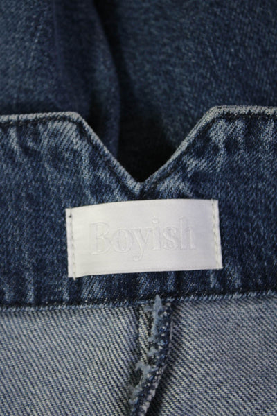Boyish Womens Cropped Boyfriend Jeans Blue 100% Cotton High Rise Size 26
