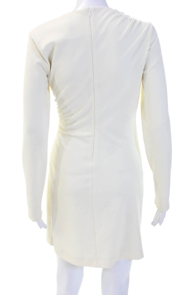 Zara Women Beige Bodycon Mini Dress Long Sleeve Crew Neck Size M