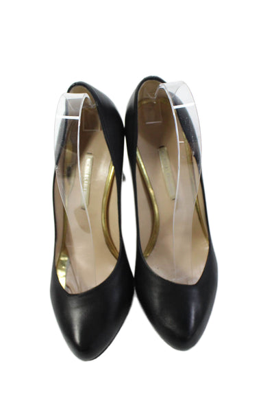Nicholas Kirkwood Womens Slip On Stiletto Round Toe Pumps Black Leather 38.5