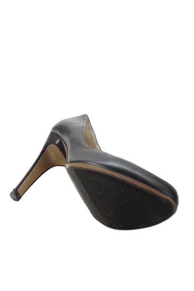 Nicholas Kirkwood Womens Slip On Stiletto Round Toe Pumps Black Leather 38.5