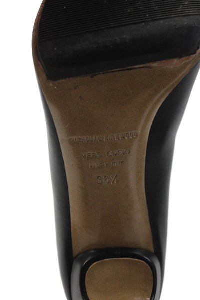 Nicholas Kirkwood Womens Slip On Stiletto Round Toe Pumps Black Leather 38.5