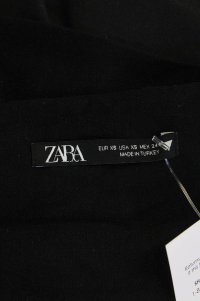 Zara Women Cropped Sleeveless Tank Black Polyester Blend Solid Buckle Size XS
