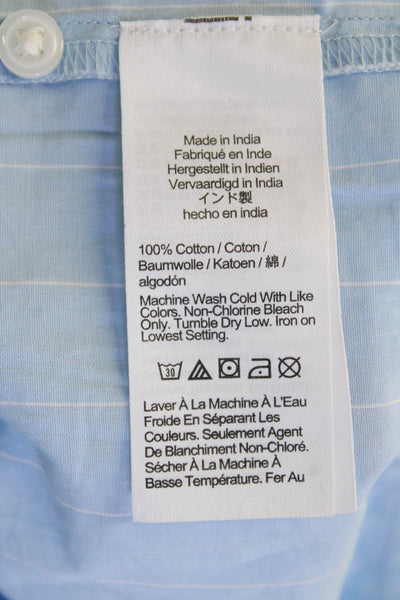 J Crew Women Striped Light Blue Cropped Button-Up Cotton Top Size 2XS