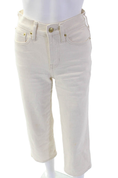 J Crew Womens High Waist Cropped Capri Pants Beige Size 24