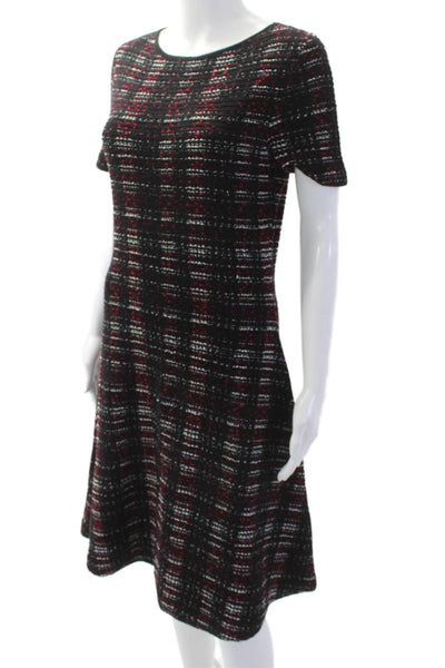 Carolina Herrera Women Black Plaid A-Line Sweater Dress Viscose Blend Size M