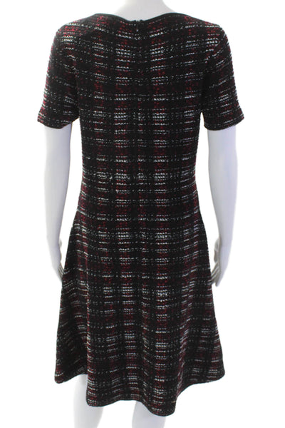 Carolina Herrera Women Black Plaid A-Line Sweater Dress Viscose Blend Size M
