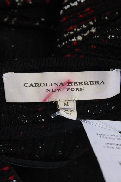 Carolina Herrera Women Black Plaid A-Line Sweater Dress Viscose Blend Size M