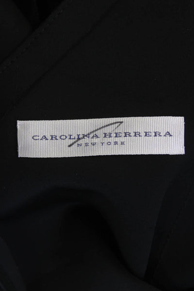Carolina Herrera Women Shift Dress Black V-Neck Sleeveless Mid-Calf Size S