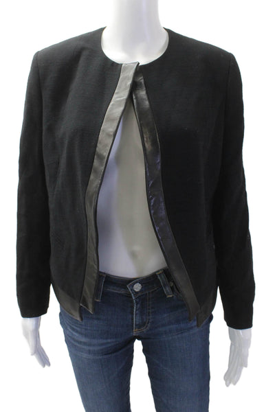 Derek Lam Women Black Wool Blend Blazer Long Sleeve Round Neck Size 12