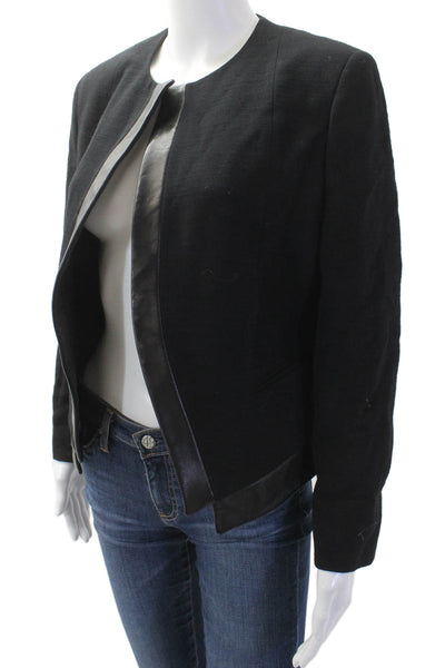 Derek Lam Women Black Wool Blend Blazer Long Sleeve Round Neck Size 12