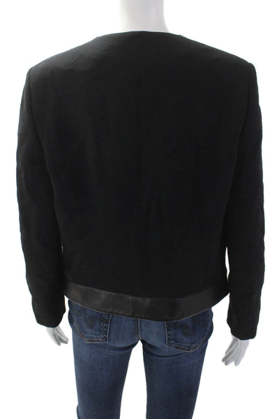Derek Lam Women Black Wool Blend Blazer Long Sleeve Round Neck Size 12