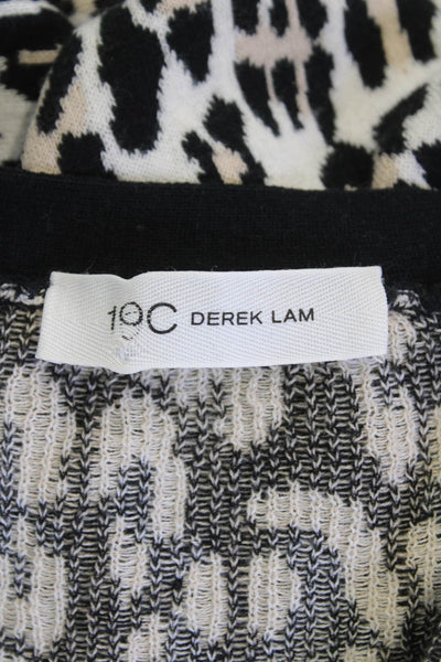 10 Crosby Derek Lam Womens Cardigan Beige Animal Print Wool Size L