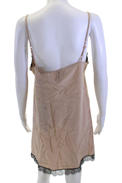 Liu JO Womens Brown Silk V-Neck Sleeveless Sleep Dress Colorblock Size XL
