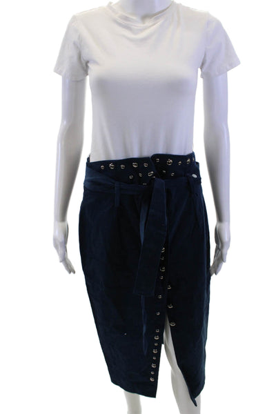 Pinko Women Wrap Skirt Dark Blue Midi Size 10