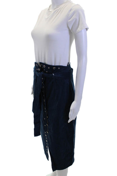 Pinko Women Wrap Skirt Dark Blue Midi Size 10