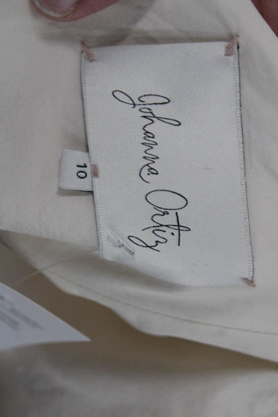 Johanne Ortiz, Women Blouse Beige Bohemian Square Neck Short Sleeve Size 10
