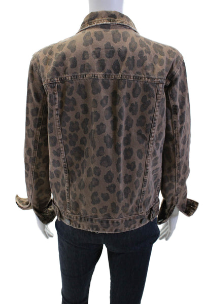 Blank NYC Women Animal Print Cotton Collared Button Long Sleeve Jacket Size S
