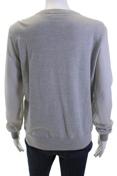 Rebecca Minkoff Women Gray Pullover Sweatshirt Crew Neck Long Sleeve Size S