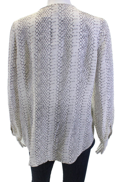 Joie, Women Tunic Blouse Beige Silk Snake Print V-Neck Long Sleeve Size S