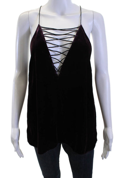 Cami NYC Women Black Lace-Up V-Neck Sleeveless Camisole Boho Size M