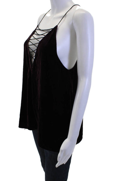 Cami NYC Women Black Lace-Up V-Neck Sleeveless Camisole Boho Size M