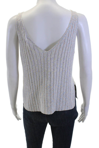 Cupcakes And Cashmere Women Camisole Beige Striped V-Neck Bohemian Size S