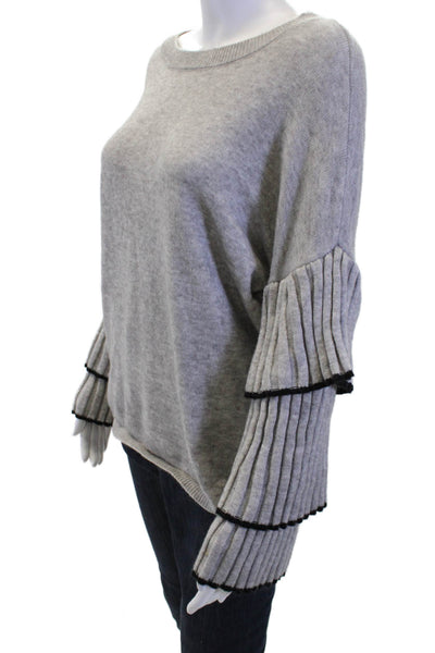 Central Park West Women Pullover Sweater Gray Round Neck Long Sleeve Size M