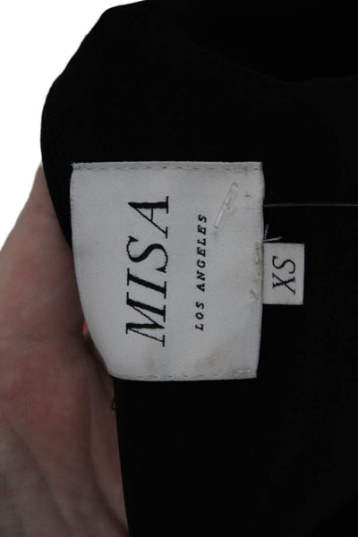 Misa Womens Bodycon Wrap Dress Black V-Neck Long Sleeve Size XS