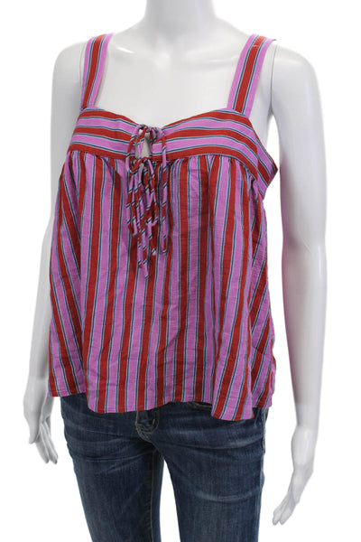 Xirena Womens Red Striped Cotton Camisole Drawstring Bohemian Size XS