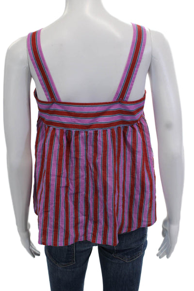 Xirena Womens Red Striped Cotton Camisole Drawstring Bohemian Size XS