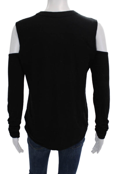 Pam & Gela Womens Solid Black Long Sleeve T-Shirt Size 0P