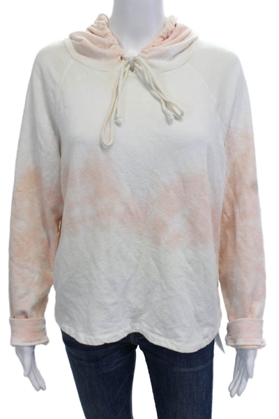 Velvet by Graham & Spencer Womens Pullover Hoodie White Boho Drawstring Size M