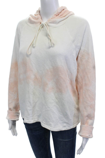 Velvet by Graham & Spencer Womens Pullover Hoodie White Boho Drawstring Size M