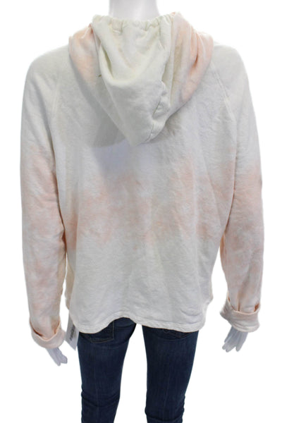 Velvet by Graham & Spencer Womens Pullover Hoodie White Boho Drawstring Size M