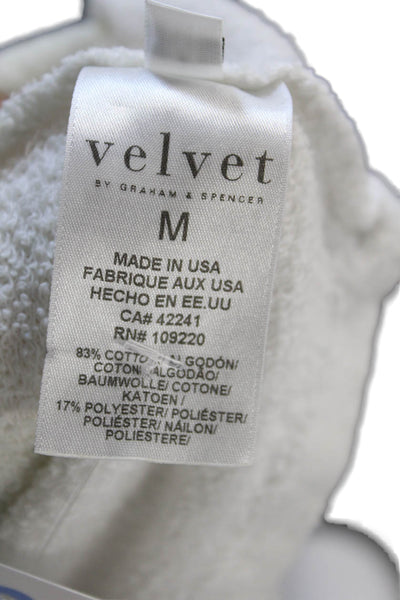 Velvet by Graham & Spencer Womens Pullover Hoodie White Boho Drawstring Size M