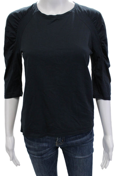 Ba&Sh Womens Jersey Basic Cotton Crew Neck 3/4 Sleeve T-Shirt Dark Blue Size XS