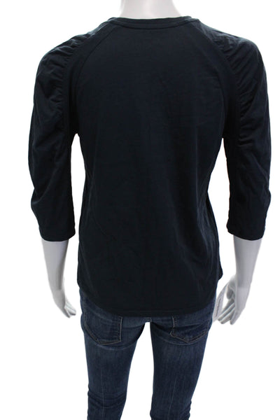 Ba&Sh Womens Jersey Basic Cotton Crew Neck 3/4 Sleeve T-Shirt Dark Blue Size XS