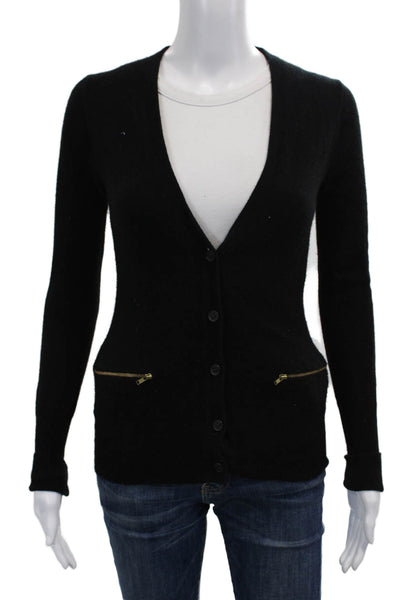 J Crew, Women Black 100% Cashmere V-Neck Cardigan Long Sleeve Size XS
