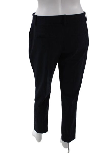 Theory Women Ankle Dress Pants Dark Blue Striped Virgin Wool Size 2