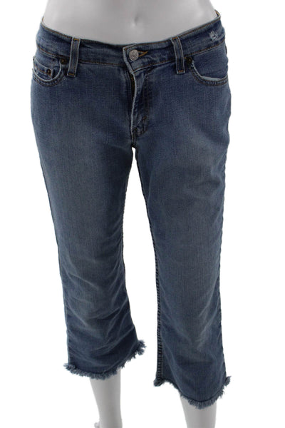Levis Womens Bootcut Cropped Blue Mid-Rise Jeans Button Size 26