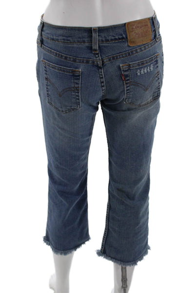 Levis Womens Bootcut Cropped Blue Mid-Rise Jeans Button Size 26