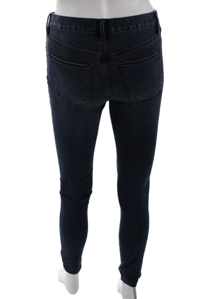 Madewell Womens Skinny Jeggings Dark Blue Mid Rise Button Size 25