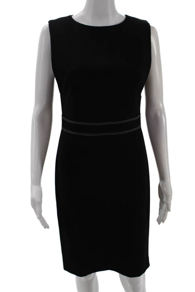 Theory Women Sheath Dress Black Sleeveless Knee-Length Zip Size 2