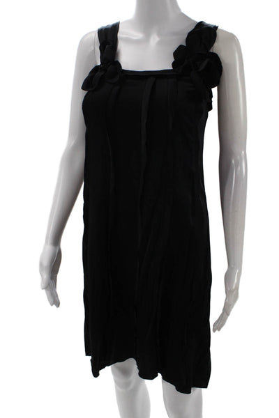 Elie Tahari Women Shift Dress Black Square Neck Sleeveless Silk Size 0
