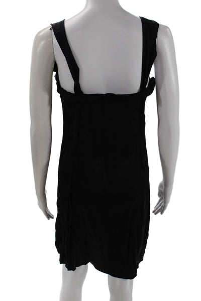 Elie Tahari Women Shift Dress Black Square Neck Sleeveless Silk Size 0