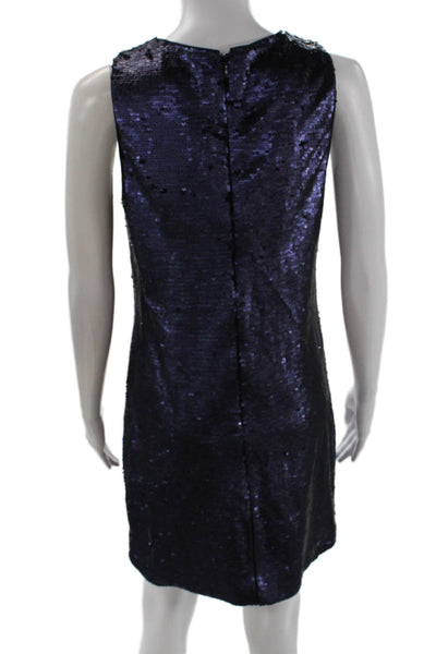 Banana Republic Women Shift Dress Dark Blue V-Neck Sleeveless Zip Size 2